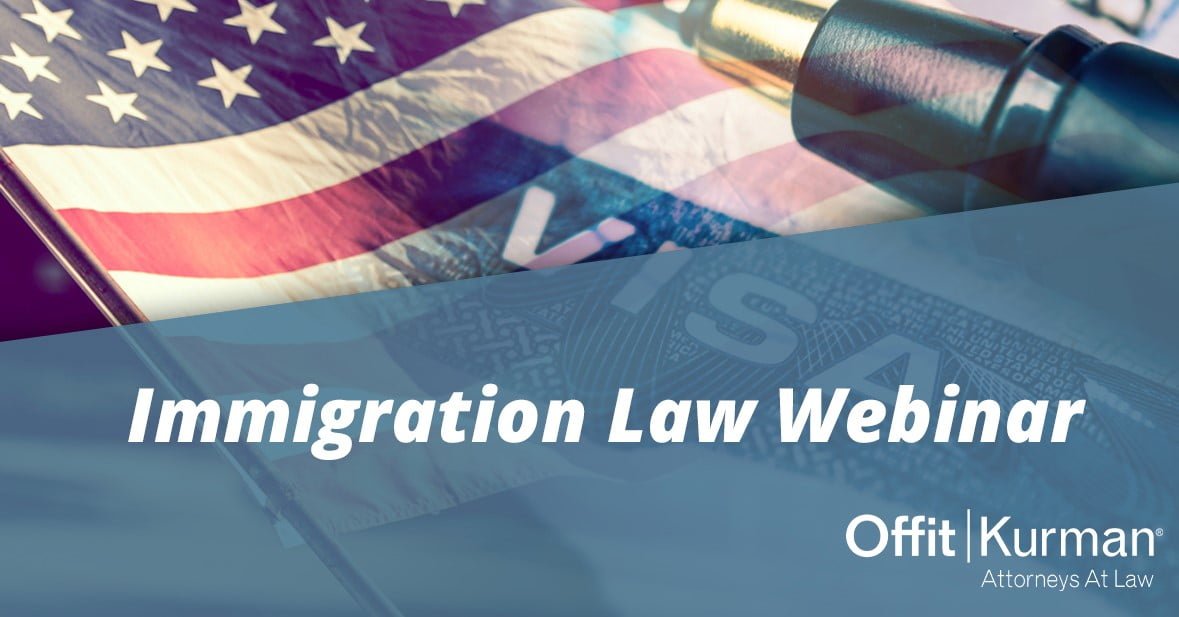 Immigration Law Webinar pic with American Flag in the background of the photo