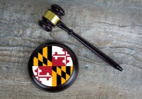 Wooden,Judgement,Or,Auction,Mallet,With,Of,Maryland,Flag.,Conceptual