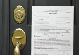 Official Divorce Summons posted on front door