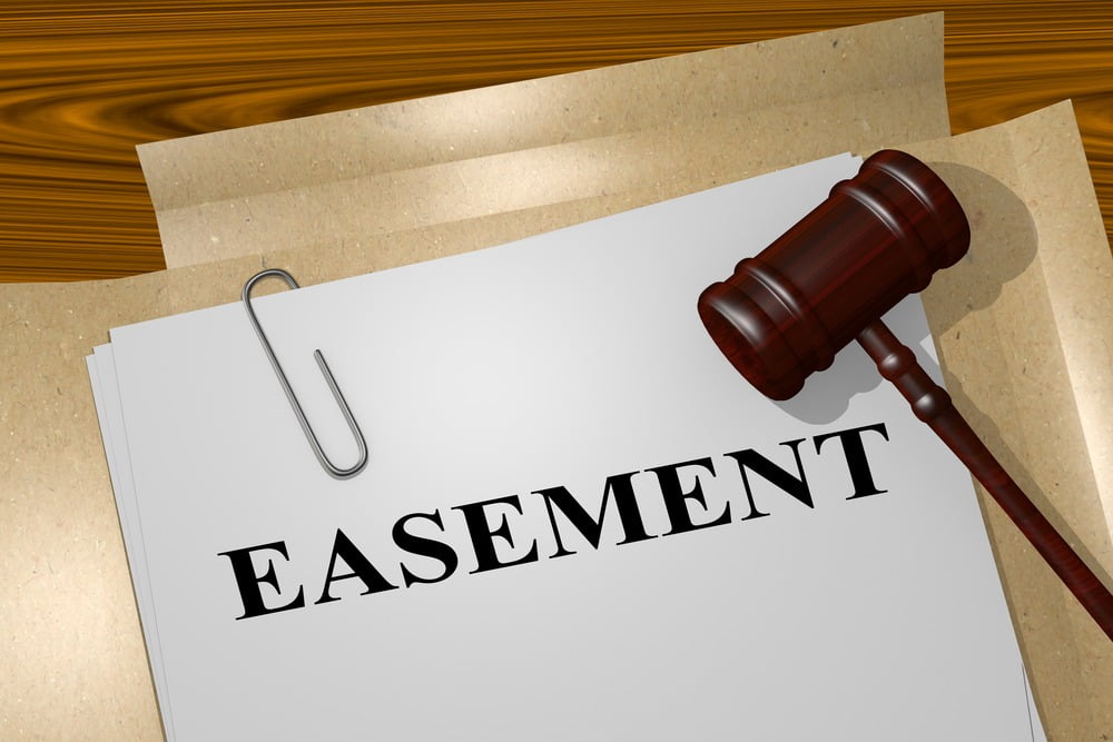 3D illustration of "EASEMENT" title on legal document